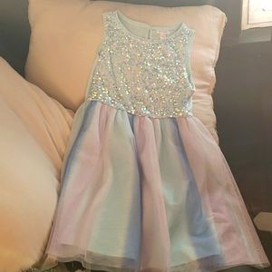 COPY - A Cat & Jack dress, size L 10/12, and it is blue, pink, and teal.